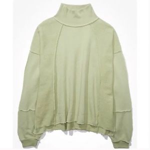 AE Textured Mock Neck Sweatshirt in Dusty Sage